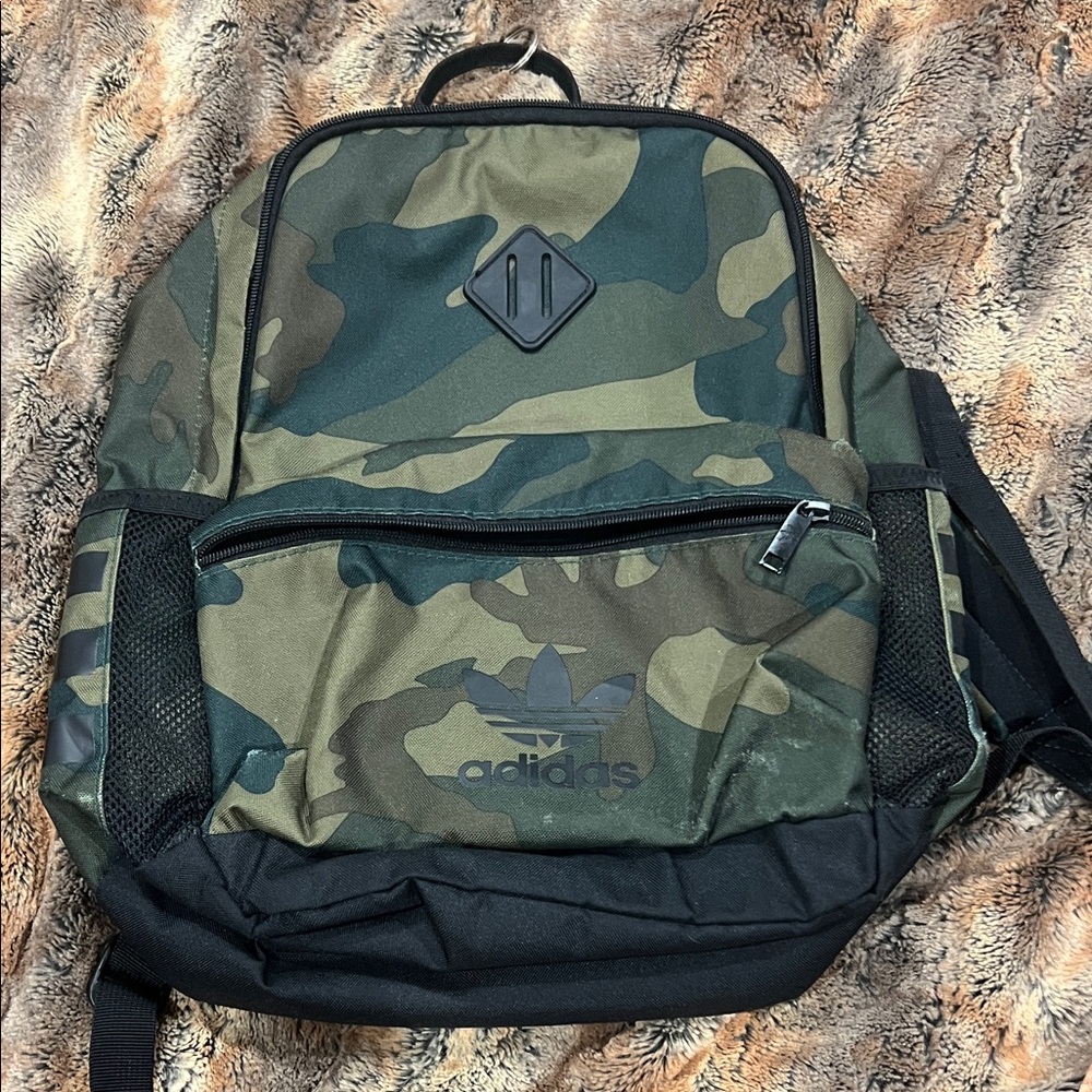 Adidas Green and Black Camouflage Backpack